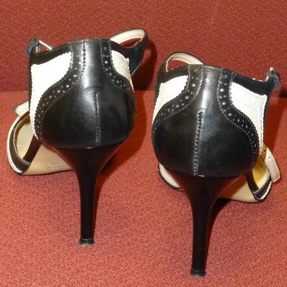 High Hill Oxford Leather Shoes Black & White - Picture 6 of 7